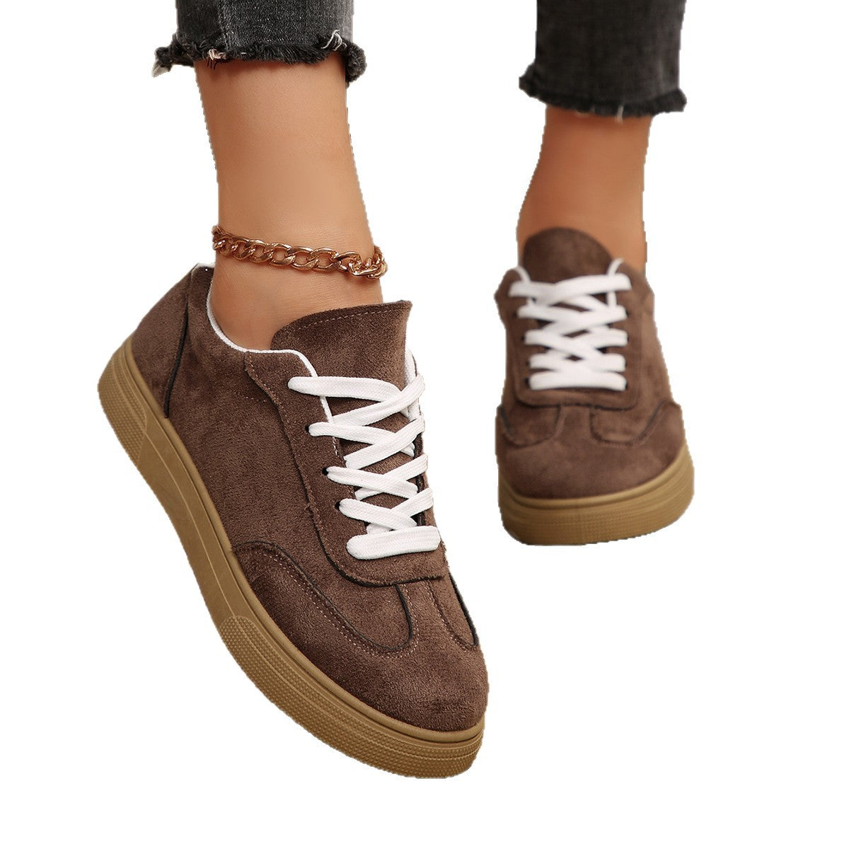 Womens Suede White Sneakers Casual Sports Shoes