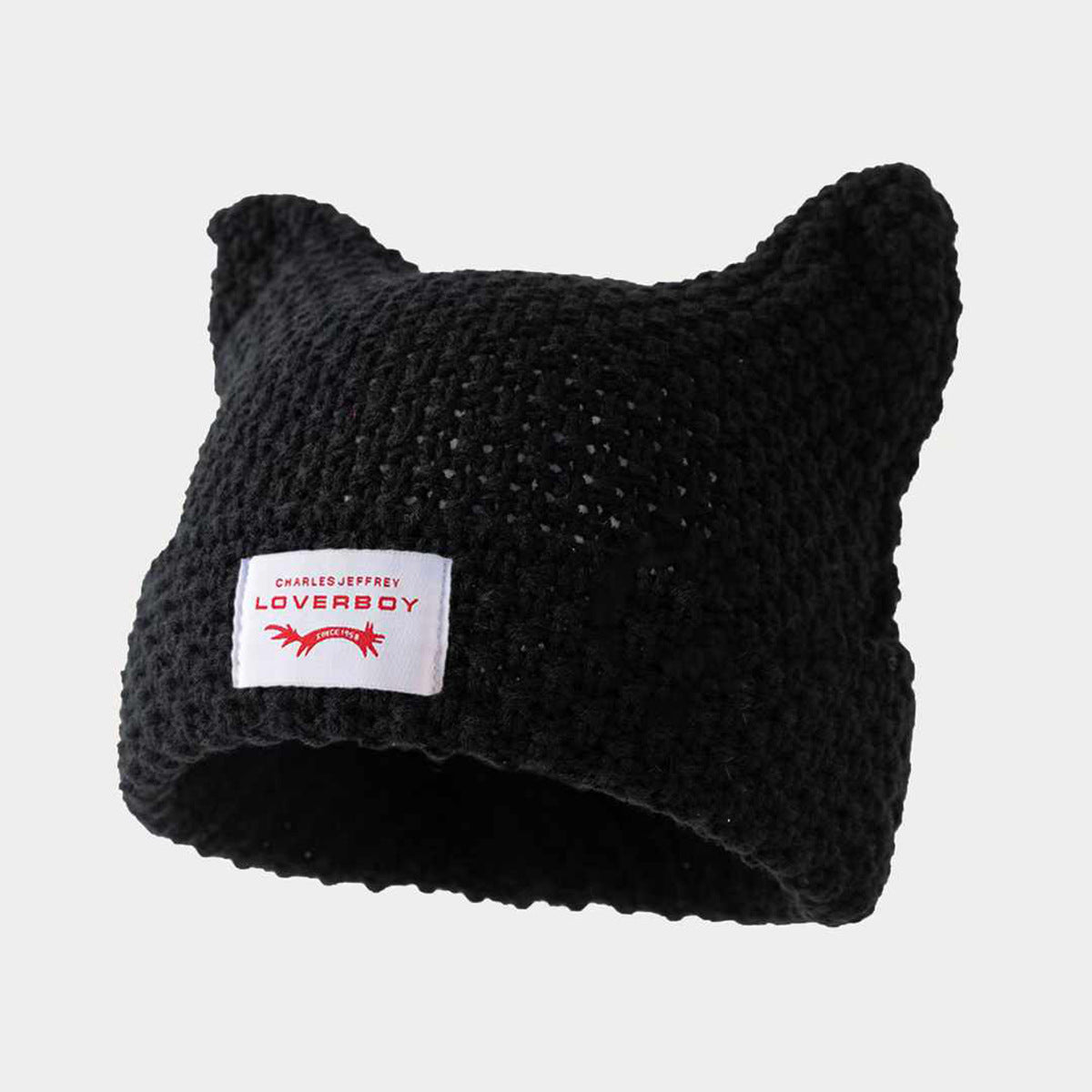 Handmade Knitted Striped Hat With Cute Cat Earscasual And Warm