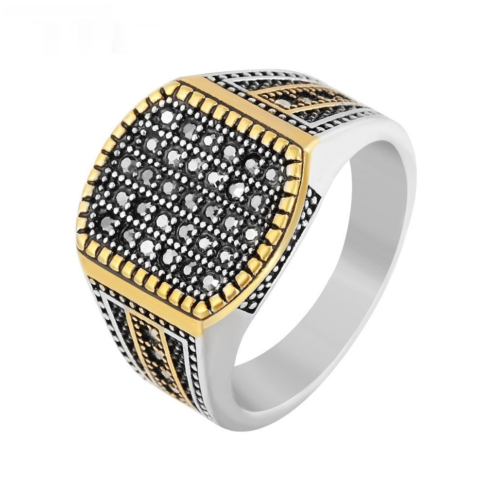 European And American-style Vintage Diamond-studded Titanium Ring For Men