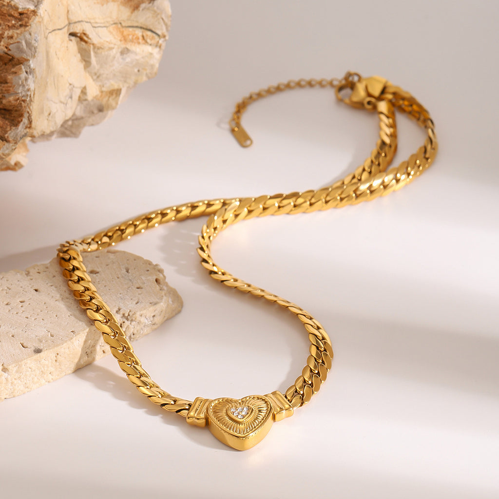 Love Necklace With High-end Feel And Diamond Studded Collarbone Chain