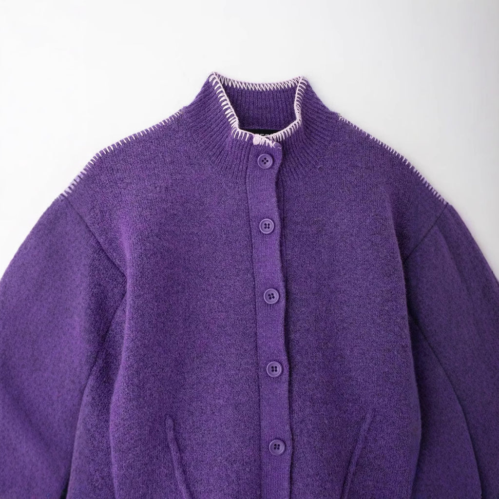 Single-breasted Knitted Cardigan Coat For Women