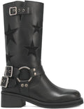 Stitched Belt Buckle Low-heeled Ankle Boots
