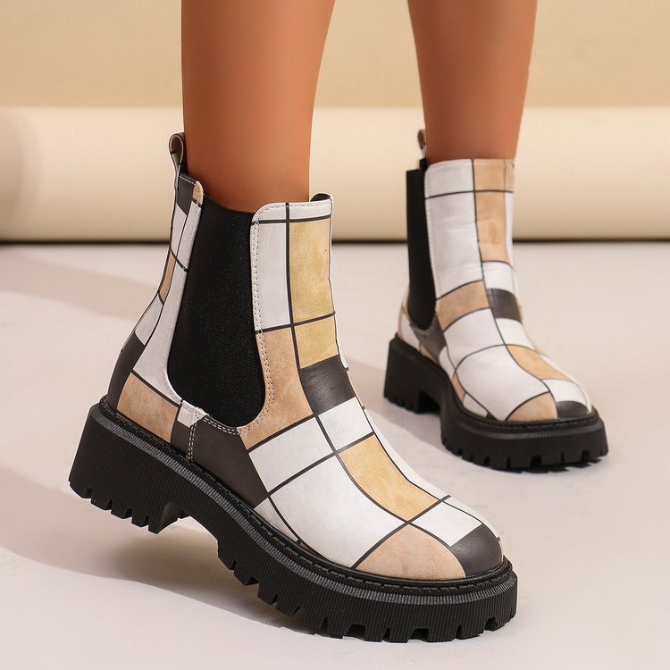 Printed Plus-Size Shaft Boots For Women