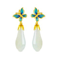 Chinese-style Retro Enamel Butterfly Stud Earrings For Women