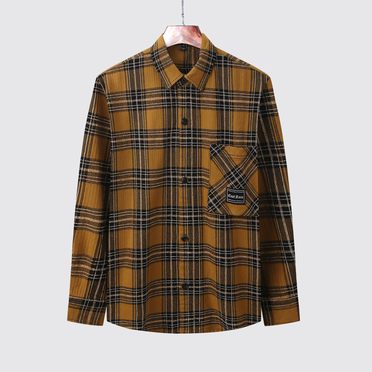 Breathable Cotton Plaid Shirt For Men Casual Slim-fit Top