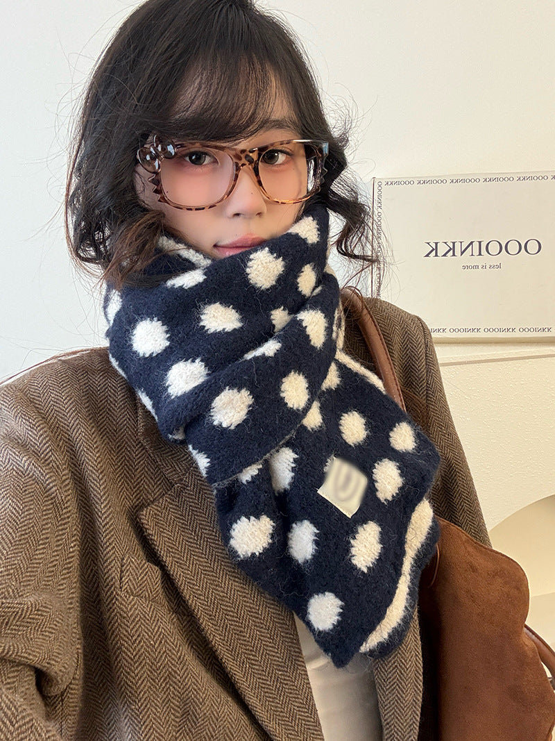 Sophisticated Contrasting Polka-Dot Scarf For Women