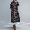 Retro Artistic Winter Long Cotton Coat With Fleece Lining