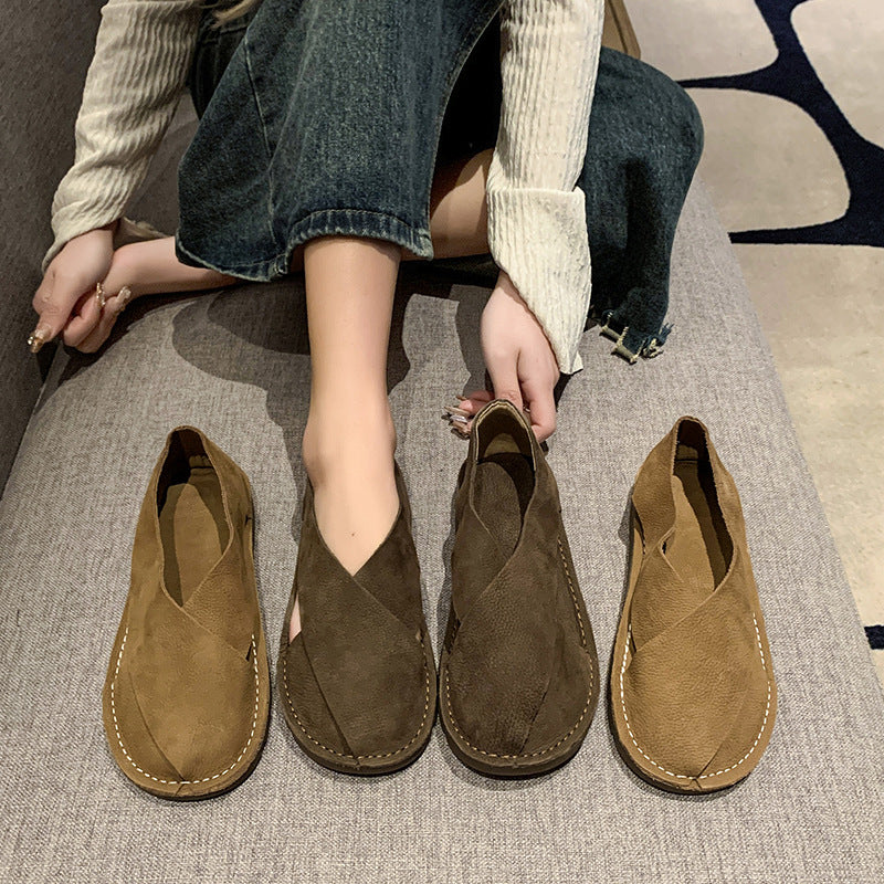 Womens Round-toe Slip-on Roman Fisherman Sandals