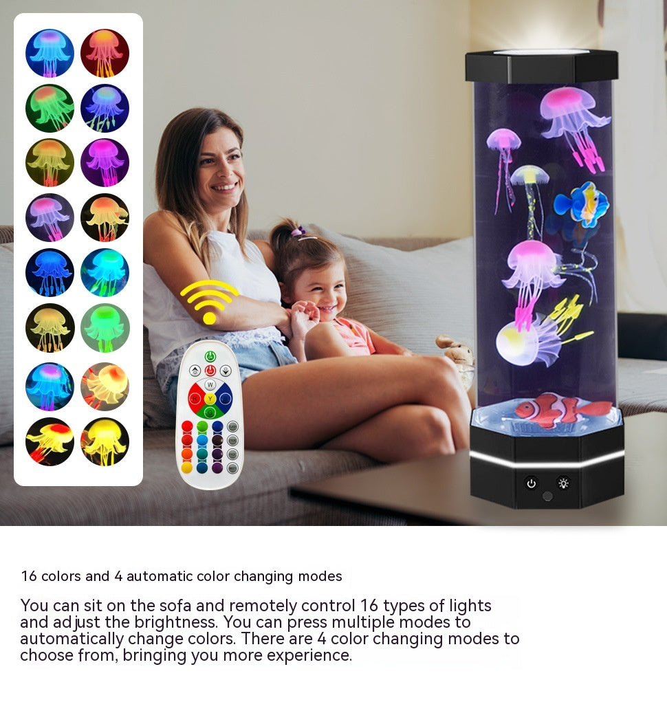Jellyfish Lava Lamp 17 Colors Changing 15inch Jellyfish Lamp With Remote Control USB Plug-in Bubble Fish Lamp Kids Night Light Creative Projector Lamp Home Decor