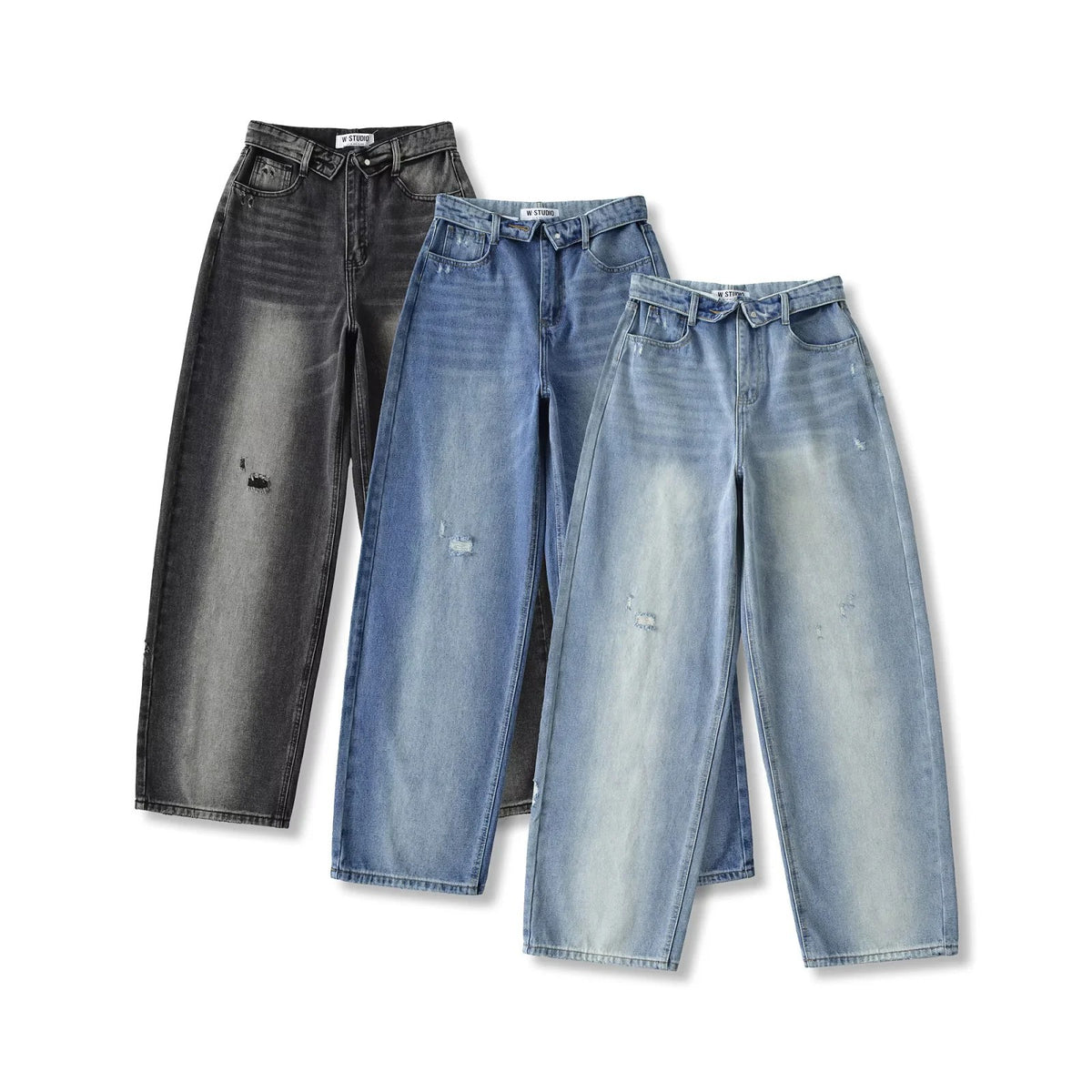 Niche High-waisted Wide-leg Pants With A Curled Hem For Women