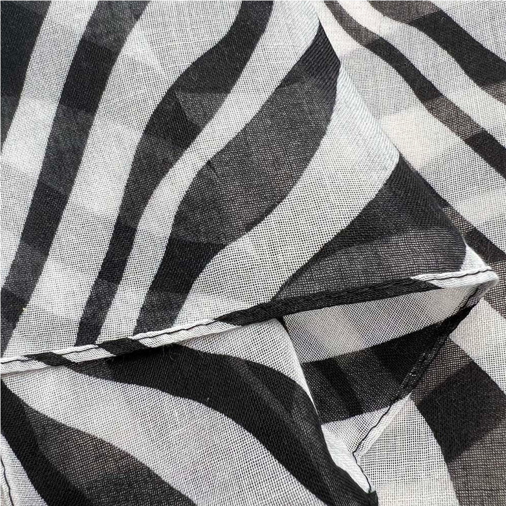 2pcs Lightweight Sheer Scarf ,Black White Monochrome Geometric Printed Modern Looks Scarf For Women And Men