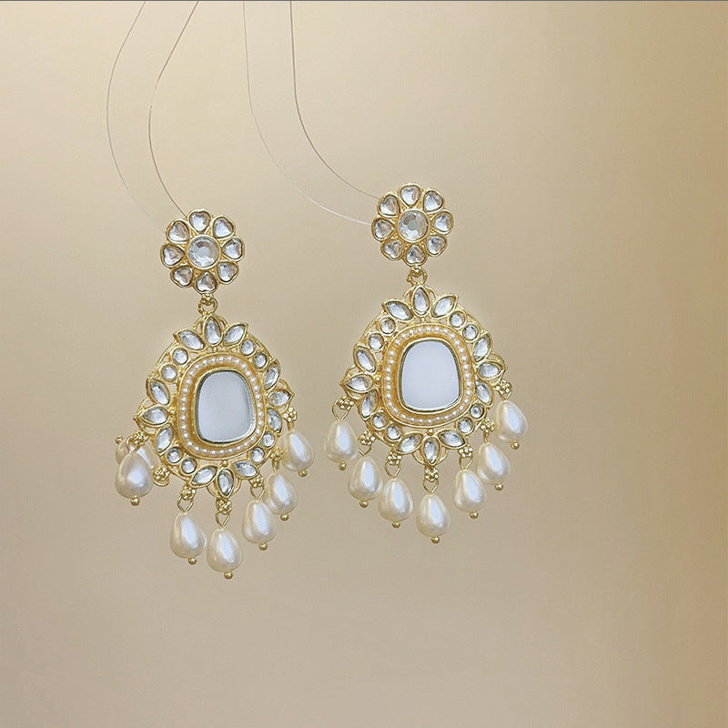 New Heavy Industry High End Flower Tassel Necklace Earrings
