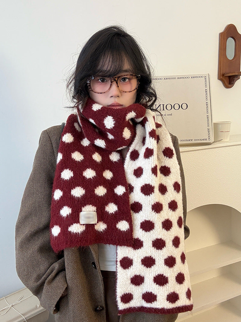 Sophisticated Contrasting Polka-Dot Scarf For Women