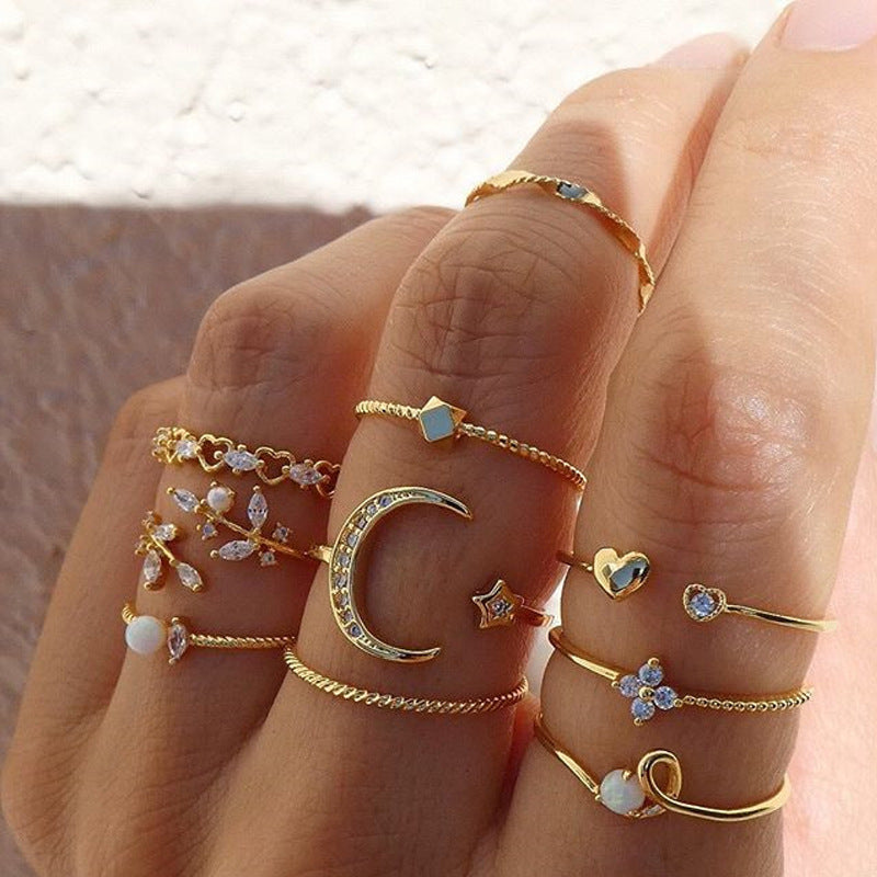 Starry Jewelry For Women A Niche, Light-Luxury Ring Set As An Accessory