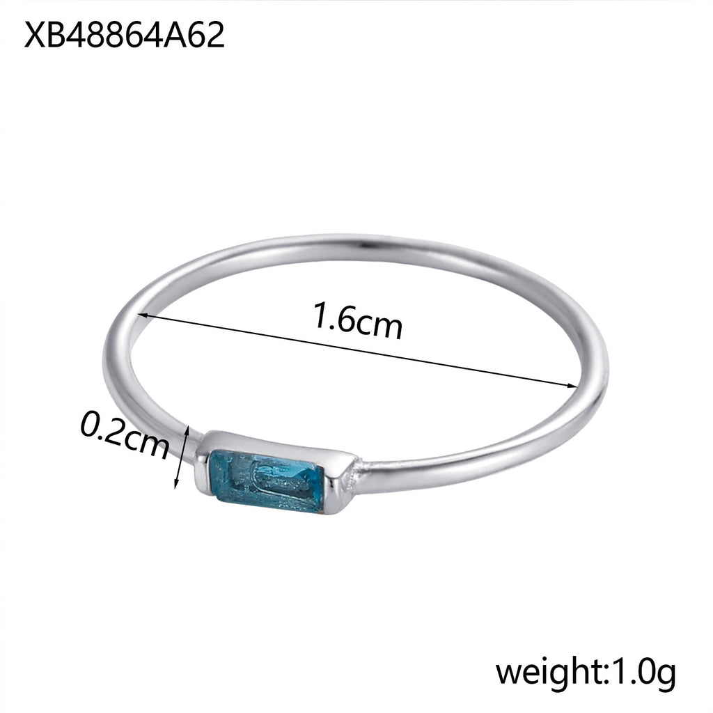 Birthstone Ring With Cubic Zirconia In Stainless Steel