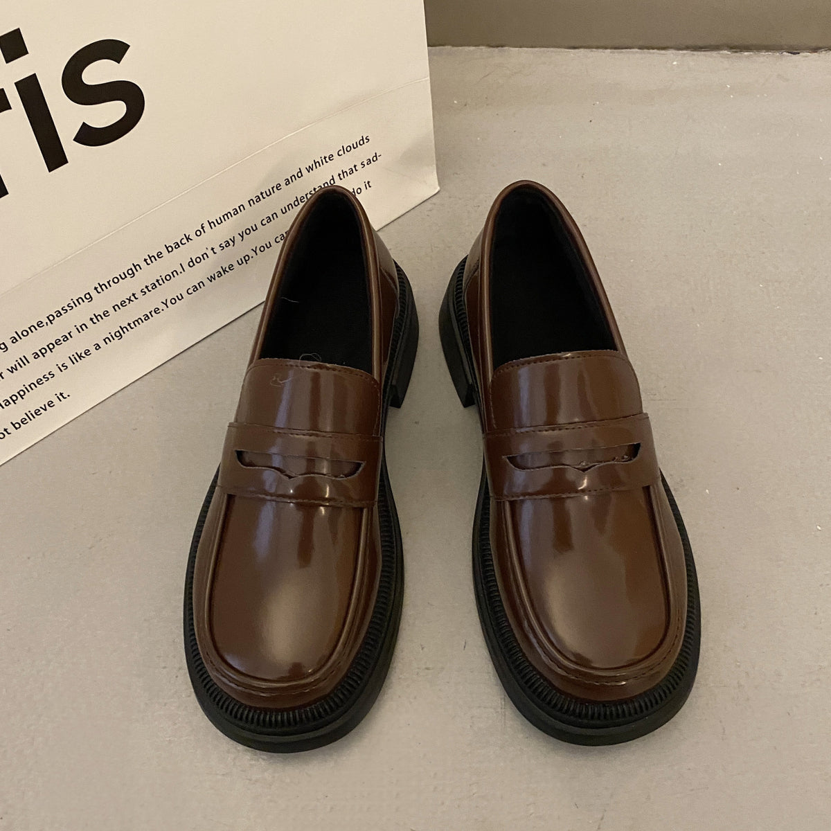 New Vintage Springfall Casual Preppy-style Leather Shoes For Women