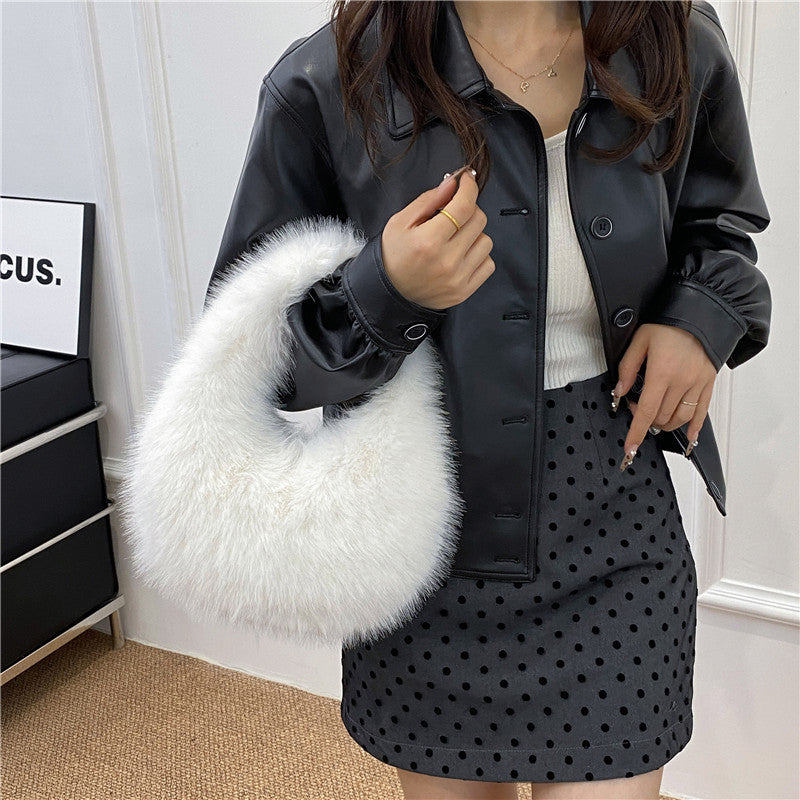 Womens Versatile Simple Plush Tote Bag