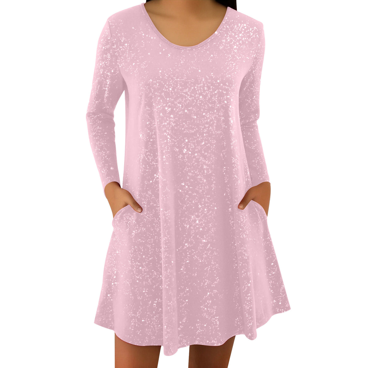 Fashionable Round-neck Long-sleeve Sequin Dress