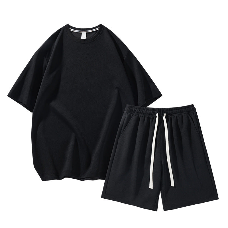 Mens Summer Ice Silk Lightweight Casual Short-Sleeve Shorts Sports Suit  New Arrival