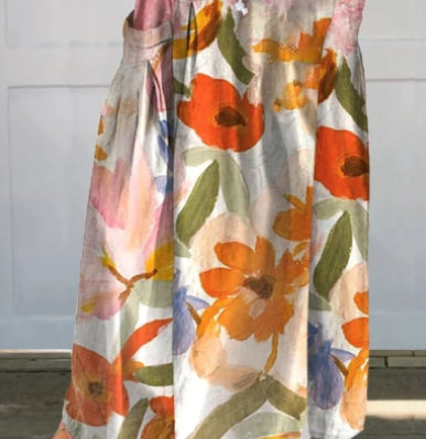 Casual Retro Floral Vacation Elegant Skirt For Spring And Summer
