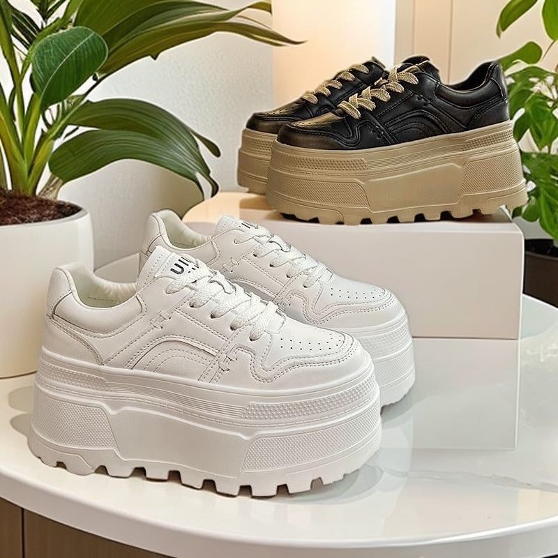 These Height-increasing Thick-soled White Sneakers Look Amazing With Skirts This Chunky Sneaker Is Lightweight Casual And Packed With A Sporty Vibe