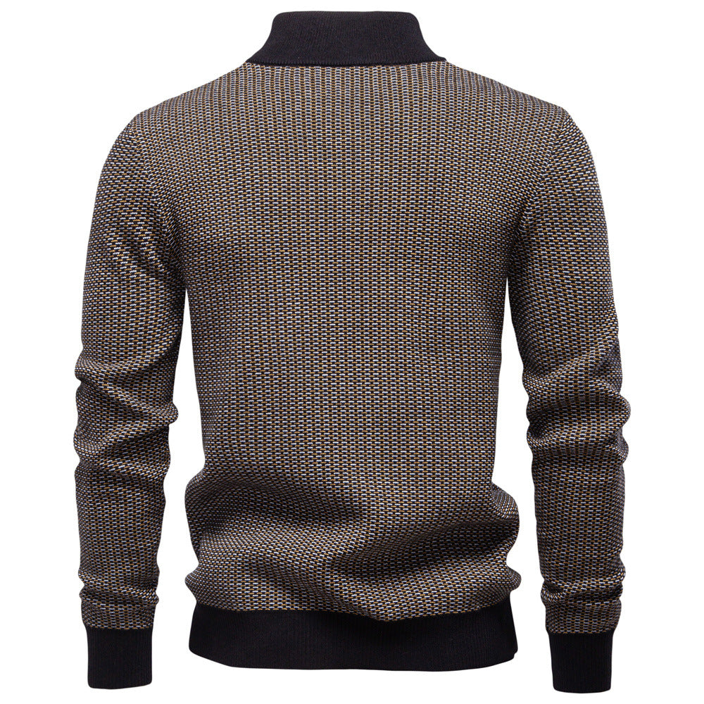 Mens Thickened Half-Zip Stand-Up Collar Casual Sweater