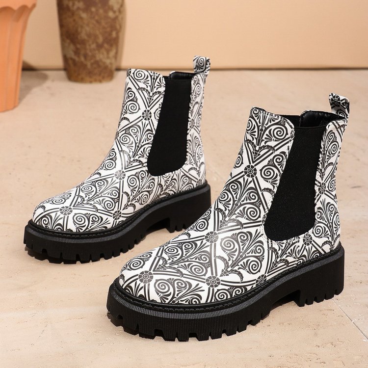 Printed Plus-Size Shaft Boots For Women