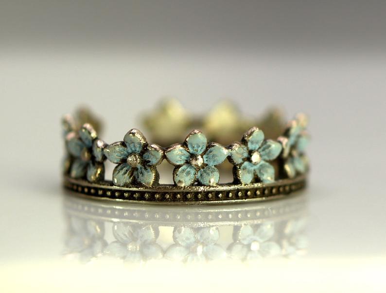 Fashionable Vintage Floral Crown Open Ring
