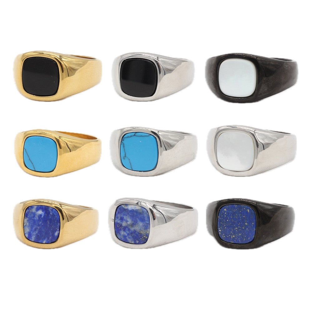 Stylish Minimalist Square Gemstone Ring For Men