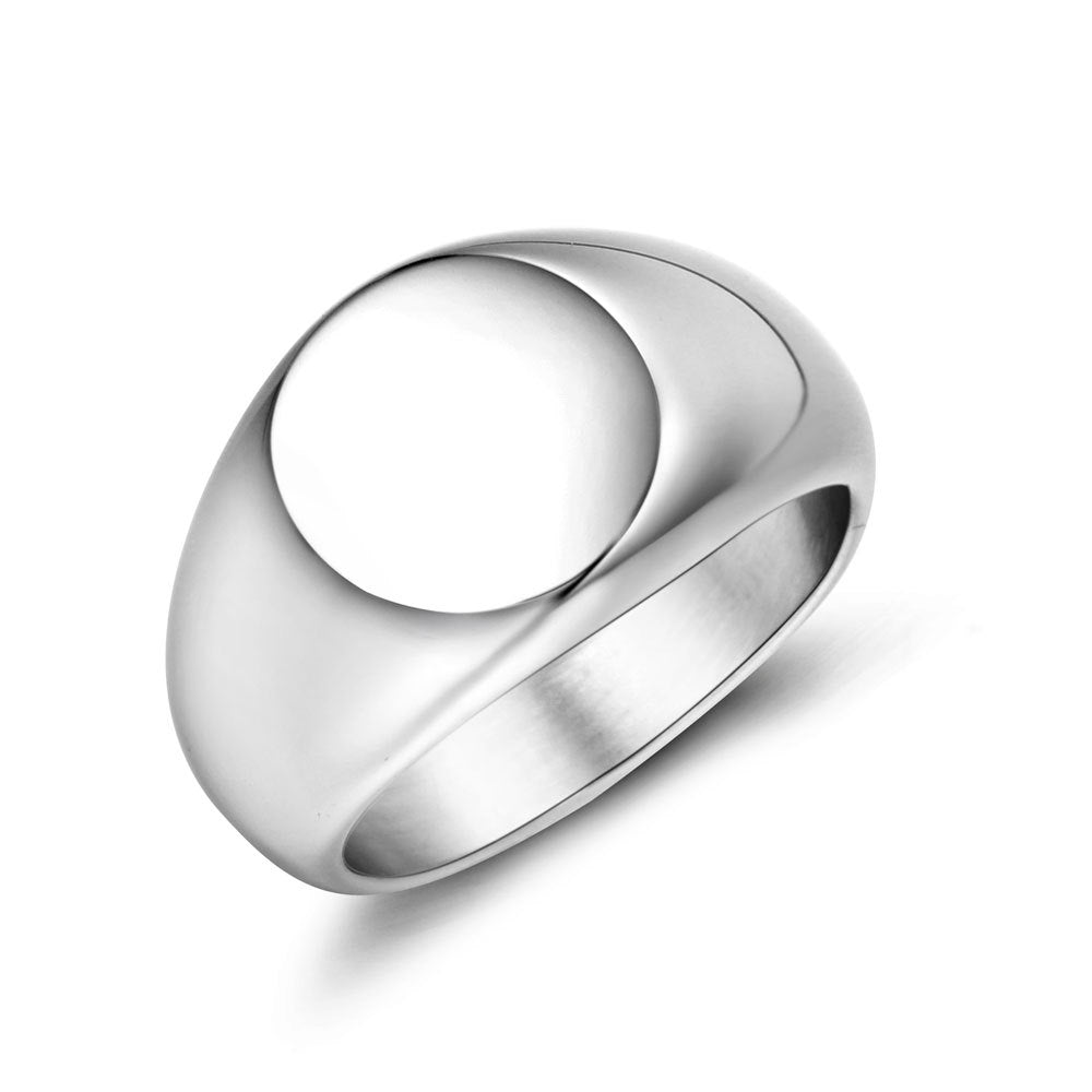 Round Flat Titanium Steel Ring With A Sleek Polished Finish For A Stylish Personalized Look