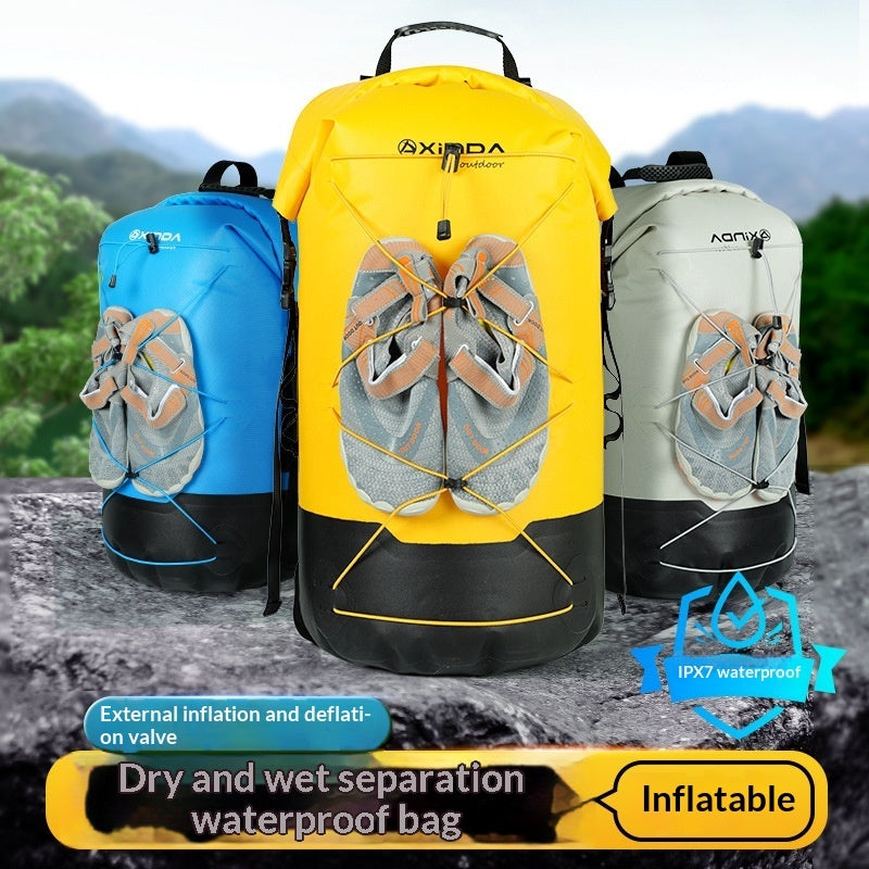 Outdoor Stream-Tracking Backpack With Dry-Wet Separation IPX7 Waterproof Bag