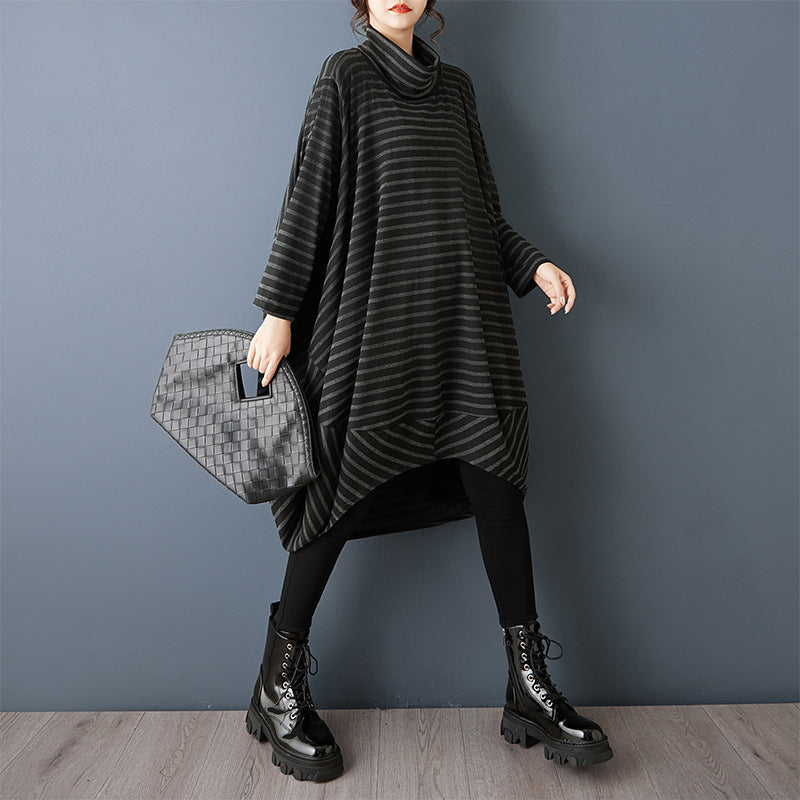 Womens Relaxed, Versatile High-neck Asymmetrical Dress