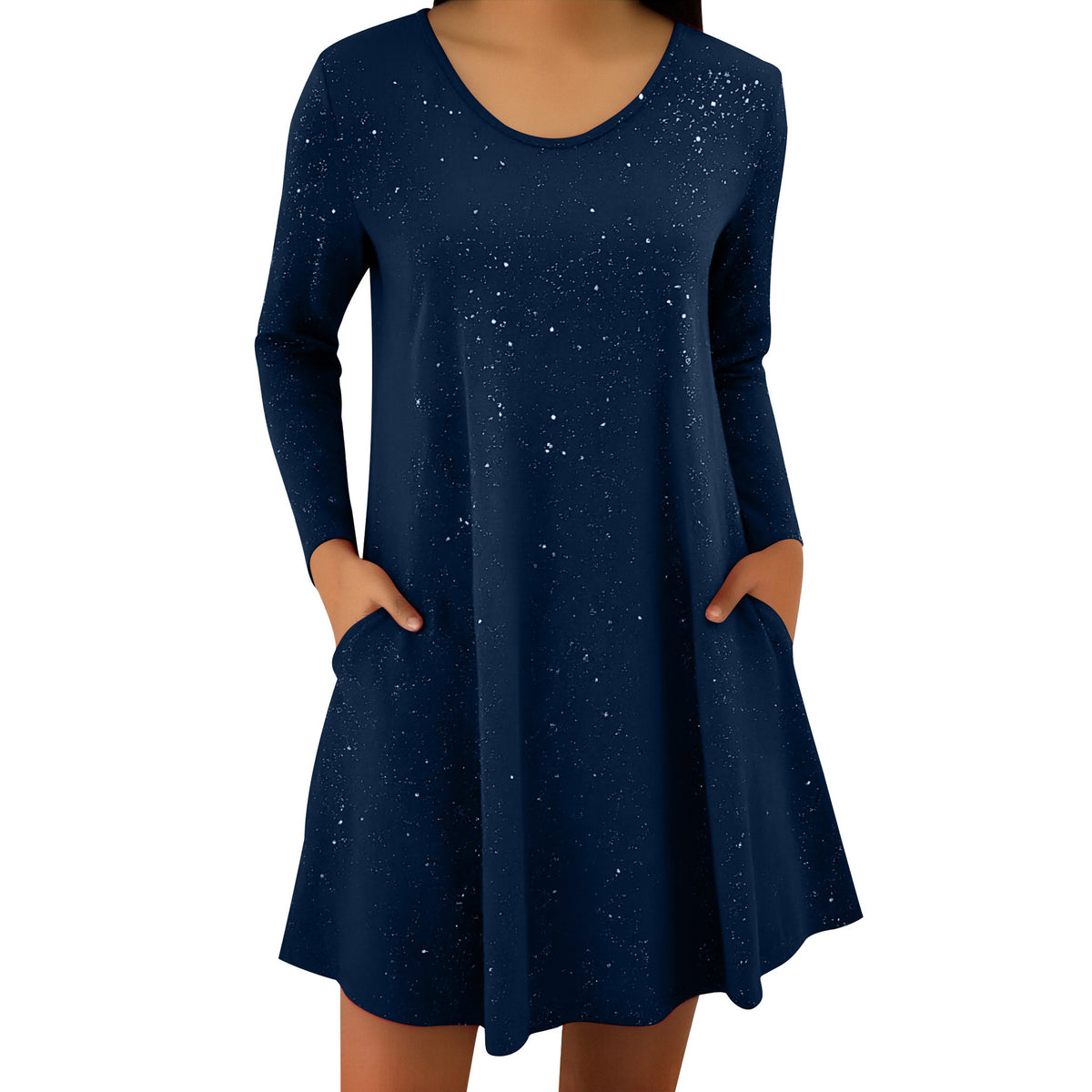 Fashionable Round-neck Long-sleeve Sequin Dress