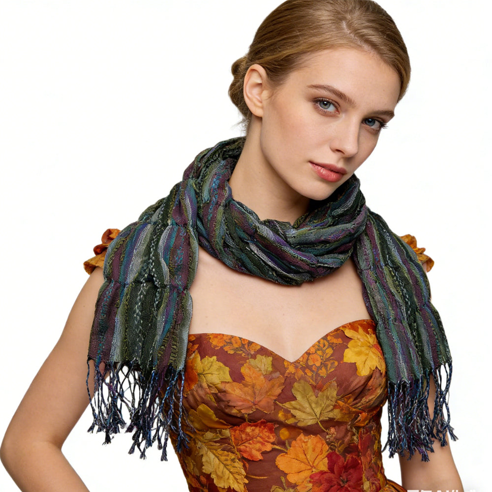 2pcs  Army Green Jacquard TextureTextured Utility Scarf ,vacation,daily Life,evening Party,Office Appropriate Subtlety For Women Men