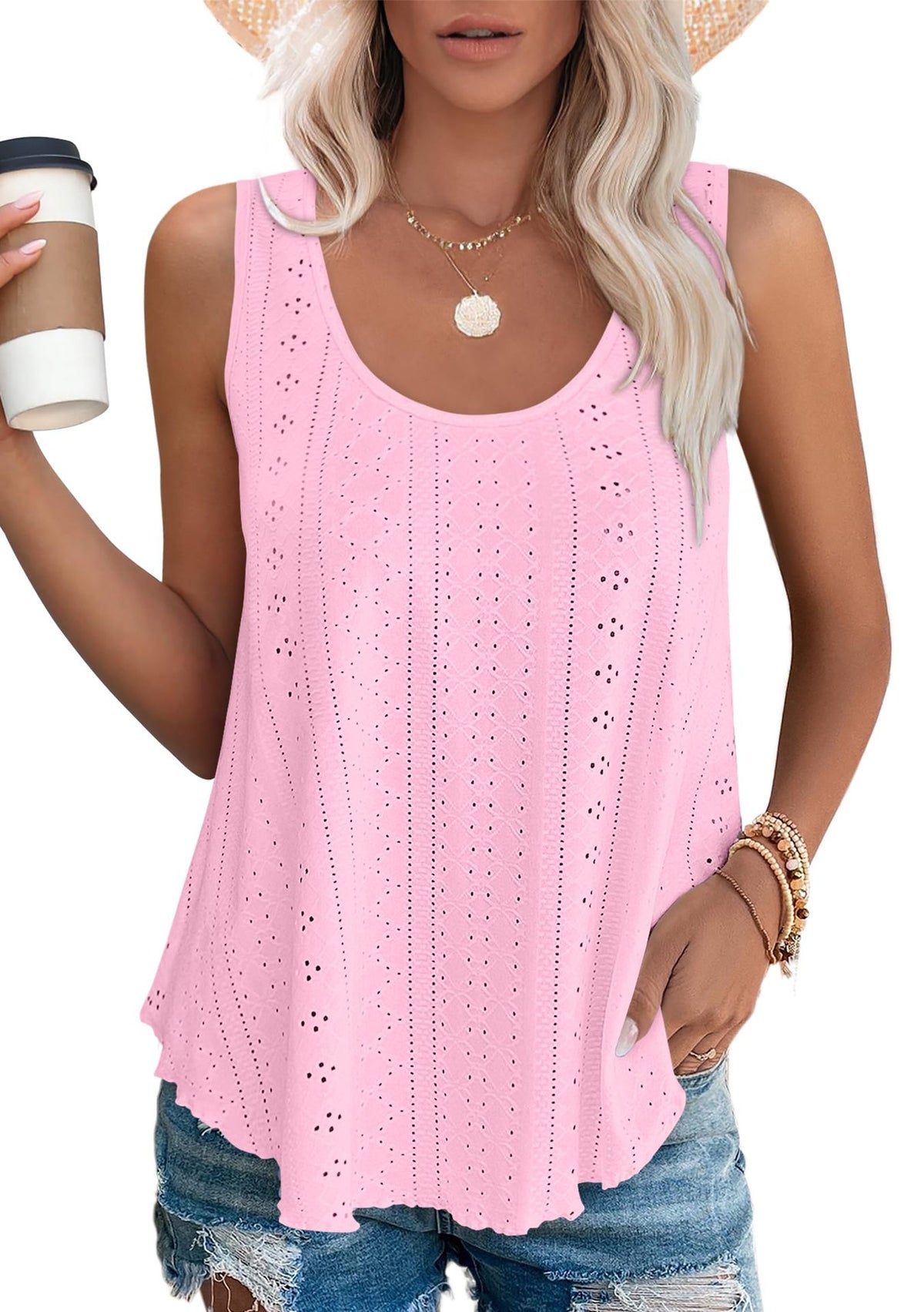 Crew-neck Loose-fitting Sleeveless T-shirt Top