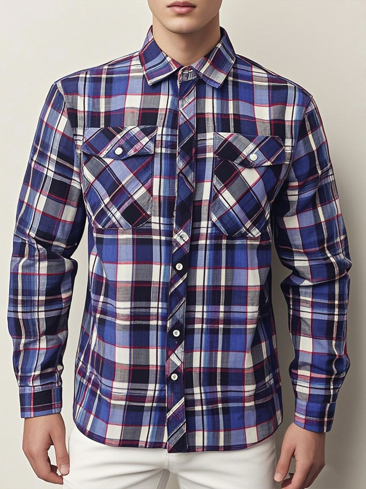 Mens Stylish Long-Sleeve Lapel Shirt