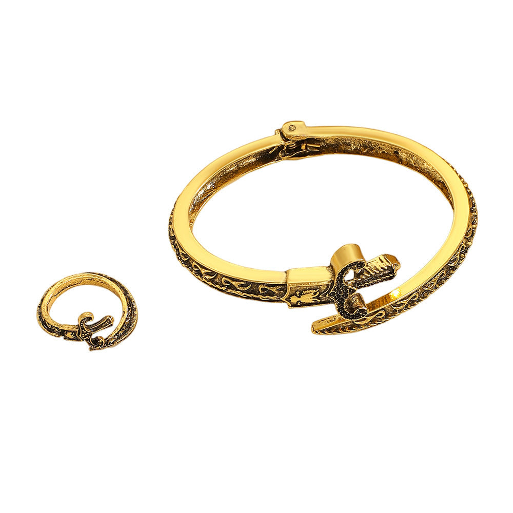 Retro Sword-Style Personalized Bracelet And Ring Set