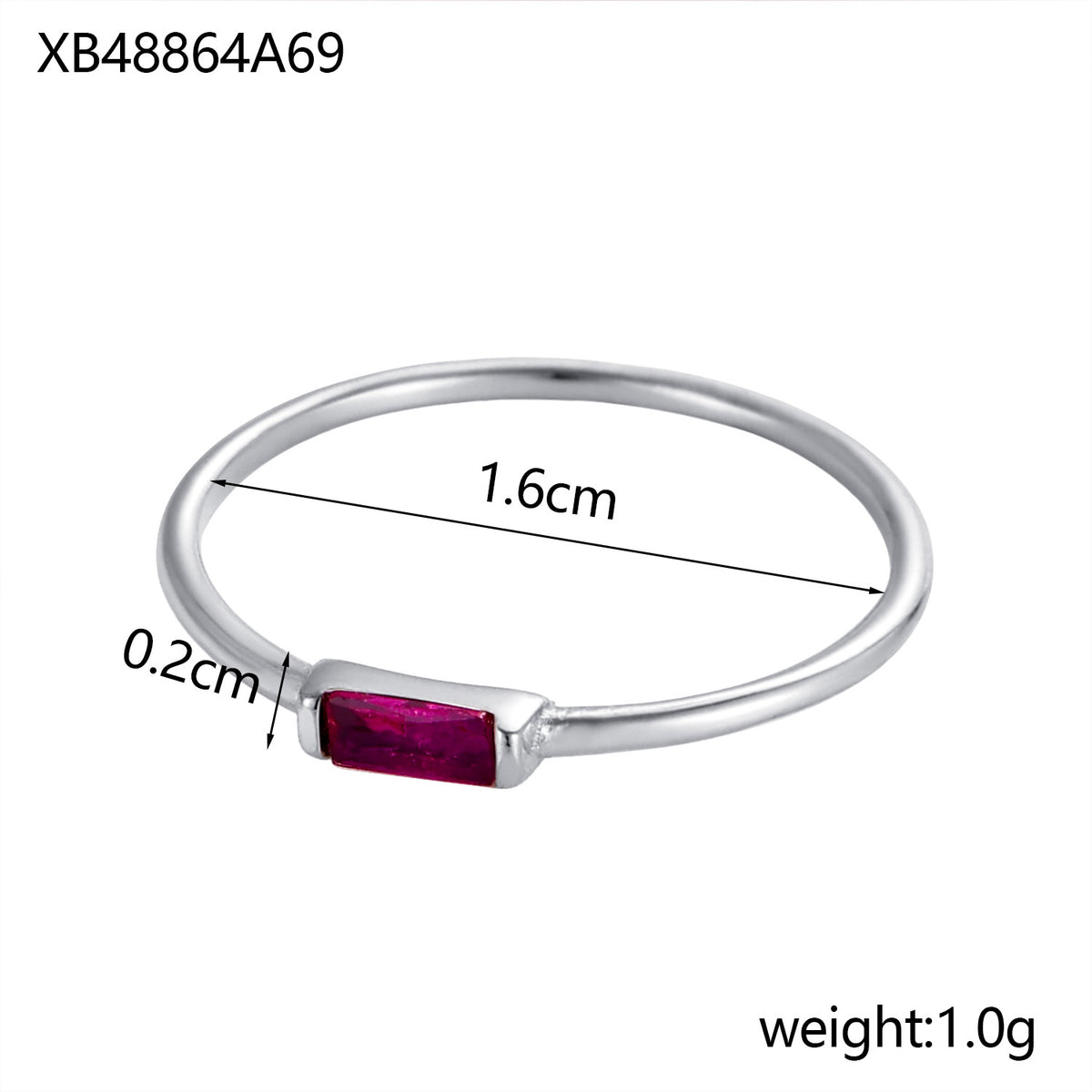 Birthstone Ring With Cubic Zirconia In Stainless Steel