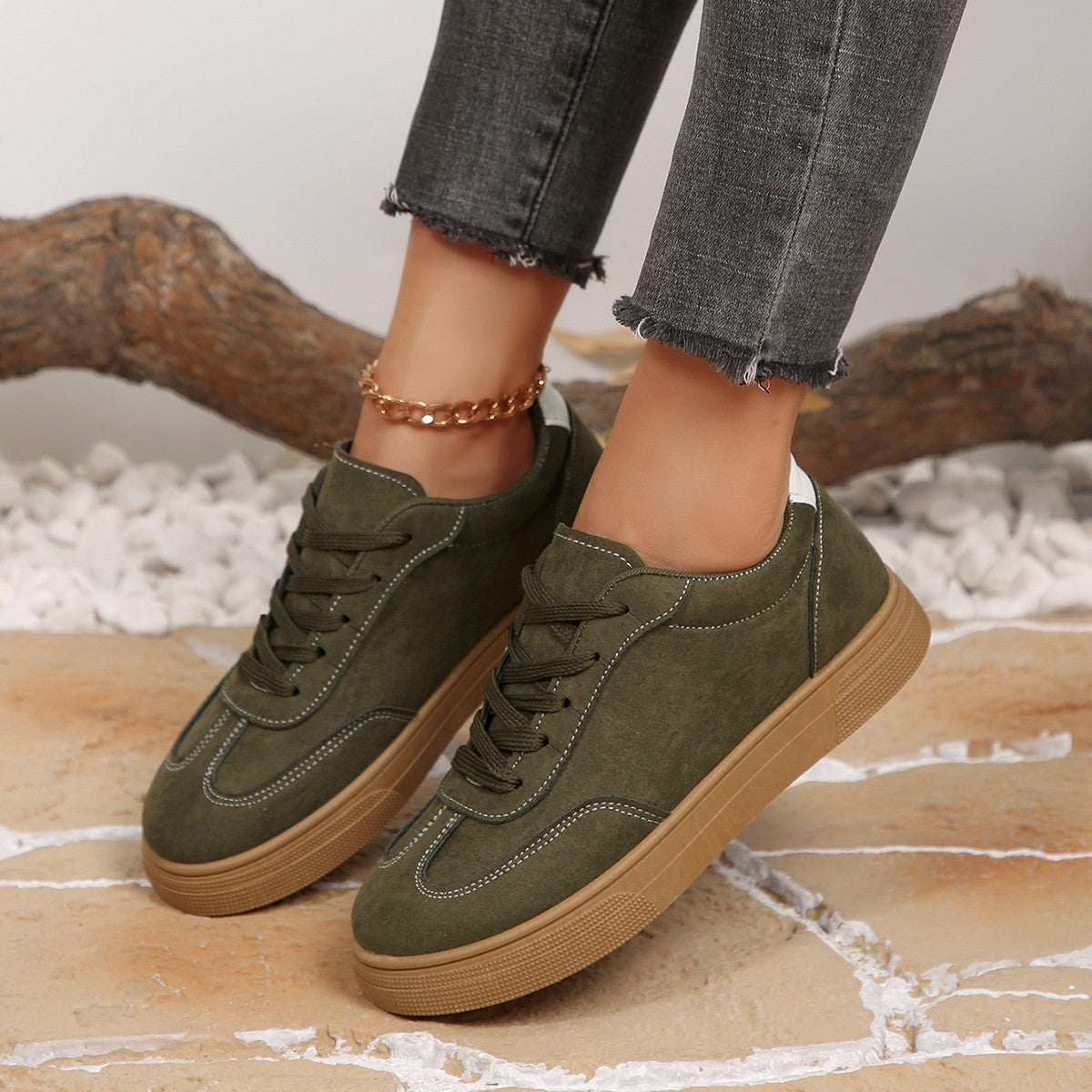 Womens Suede White Sneakers Casual Sports Shoes