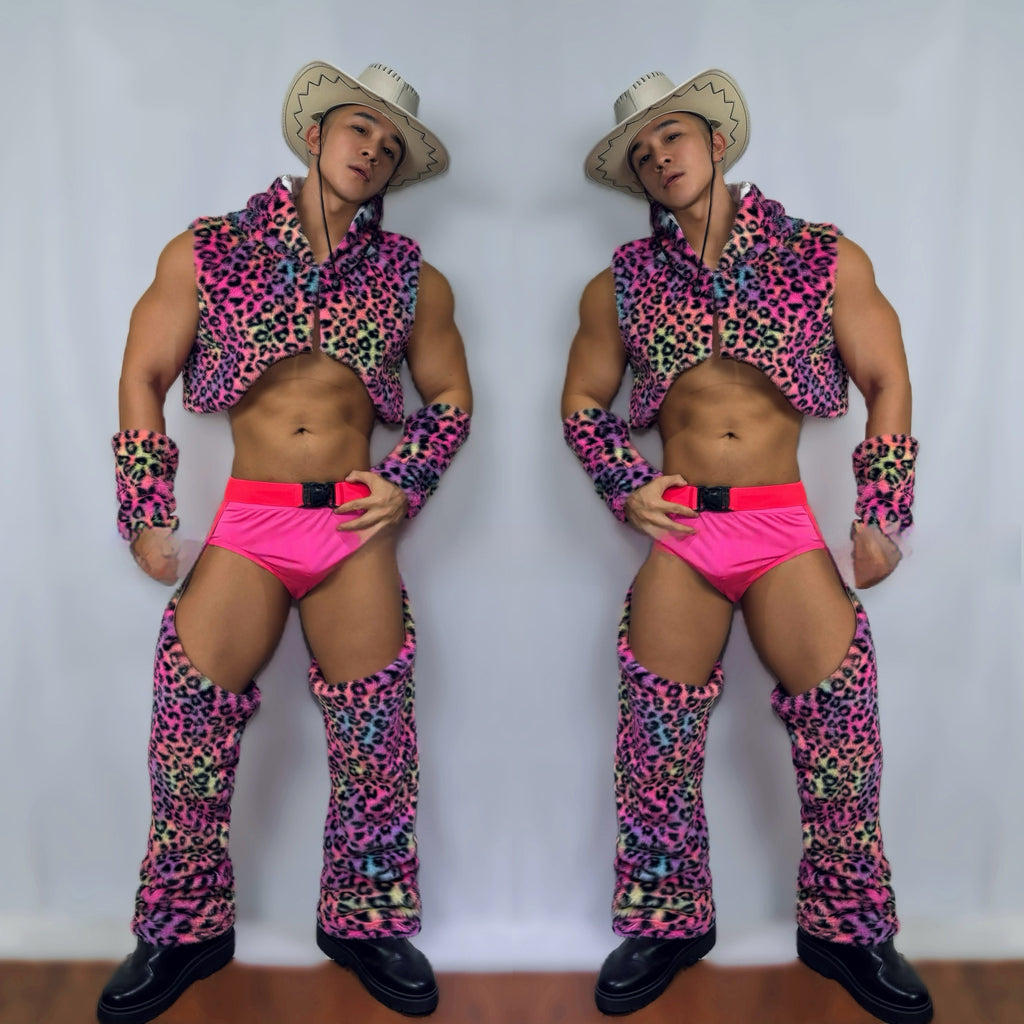 Faux Fur Vest Western Cowboy Men's Gogo Performance Costume