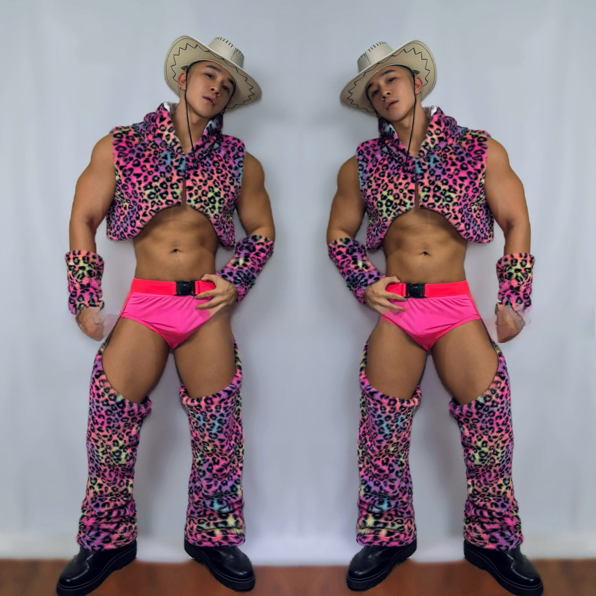 Faux Fur Vest Western Cowboy Men's Gogo Performance Costume