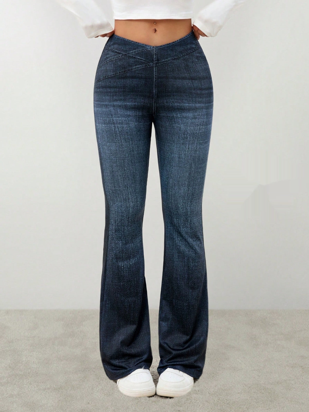 Denim High-rise Slim-fit Slightly Flared Pants