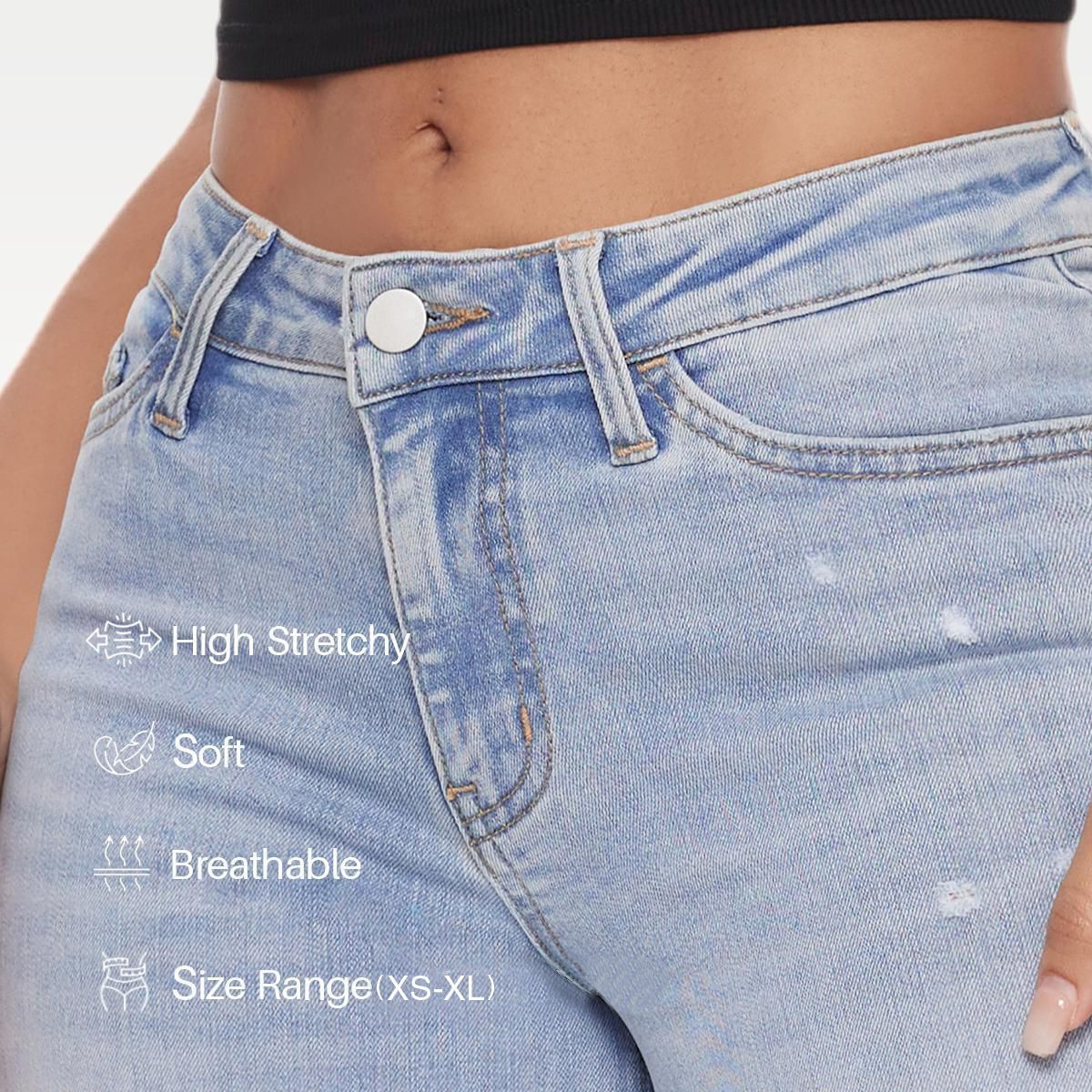 Mid-to-low-rise High-elasticity Soft Hip-lifting Wide-leg Straight Denim Jeans