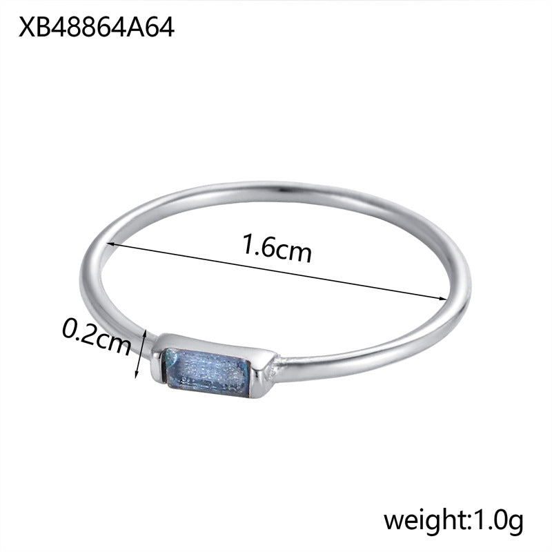 Birthstone Ring With Cubic Zirconia In Stainless Steel