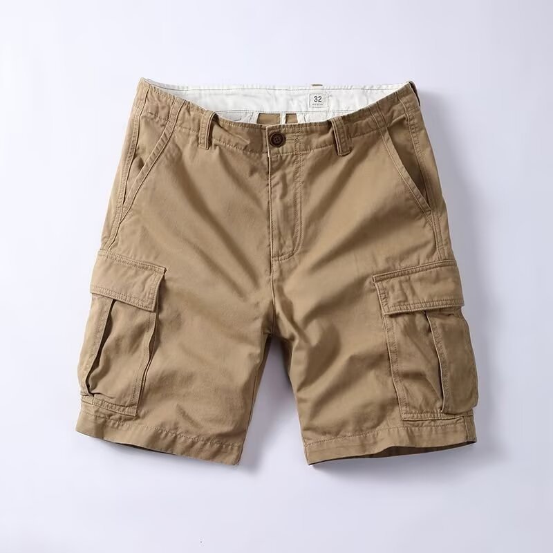 Retro Mens Outdoor Relaxed-fit Mid-length Cargo Pants With Multiple Pockets