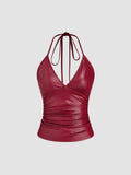 Womens Leather Camisole Top Versatile And Easy To Style