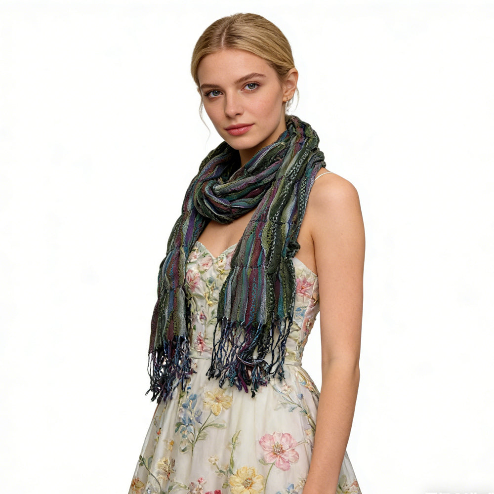 2pcs  Army Green Jacquard TextureTextured Utility Scarf ,vacation,daily Life,evening Party,Office Appropriate Subtlety For Women Men