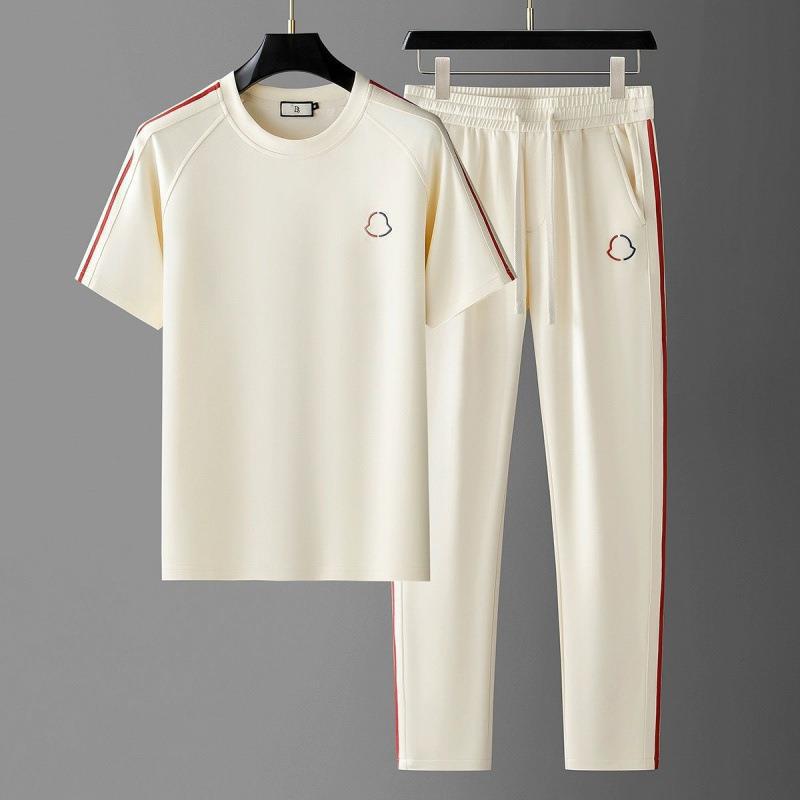 Mens Smooth Short-Sleeve Casual Summer Set
