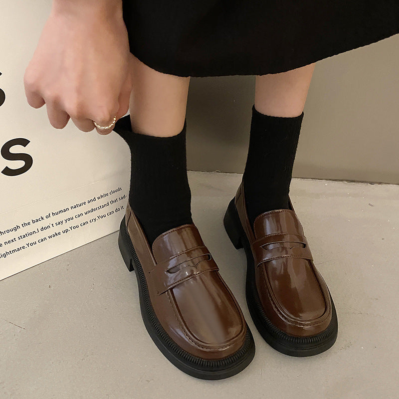 New Vintage Springfall Casual Preppy-style Leather Shoes For Women