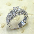 Womens Retro Court-Style Hollowed-Out Zircon Ring